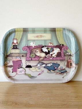 Wilscombe England Melamine Snack Tray Cats Whimsical Living Room Rare Vintage